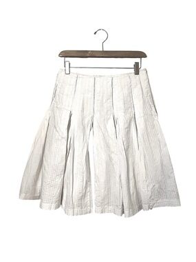 Chatelaine White Pleated Cotton Poplin MIDI Skirt 26” Waist